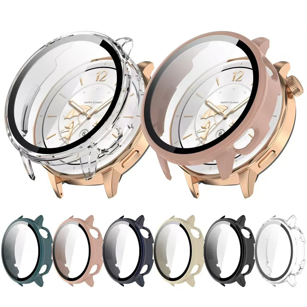 Premium Tempered Glass + Protective Case for 43mm Smartwatch - Durable Screen Protector with PC Bumper