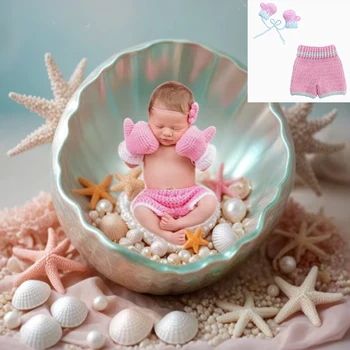 Set da Campionessa di Boxe per Neonata - Completo in Maglia per Servizio Fotografico, Guanti e Pantaloni all'Uncinetto per 0-3 Mesi, Regalo Unico per Baby Shower