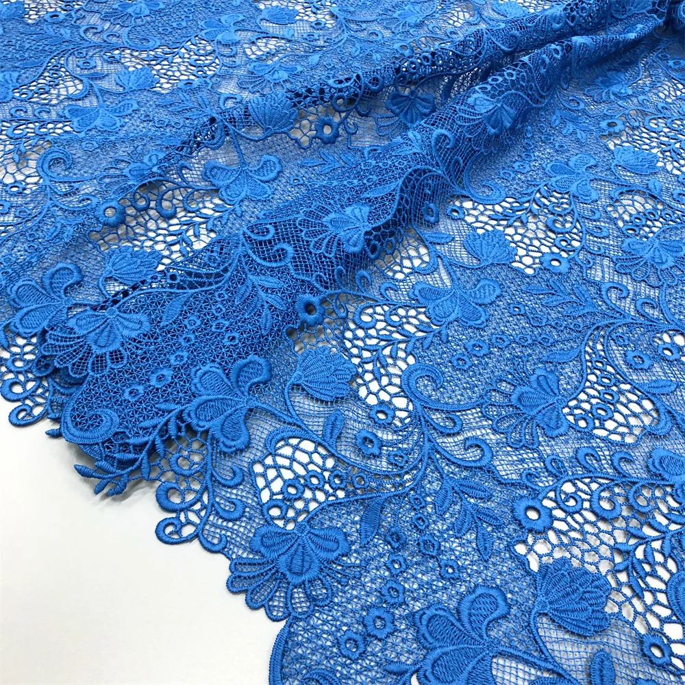 Neuer Stil Afrika Spitzenstoff 2026 Hochwertige Spitze Wasserlösliche Bestickte Modische Weiche Blaue Spitze 5 Yards – Detail 7