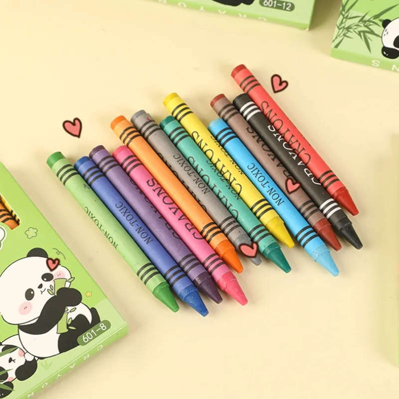 8/12 Colors Cartoon Panda Multi-Color Crayons Creative Gift Students Children Painting Stationery Washable Oil Painting Stick colored crayons oil painting sticks children painting supplies