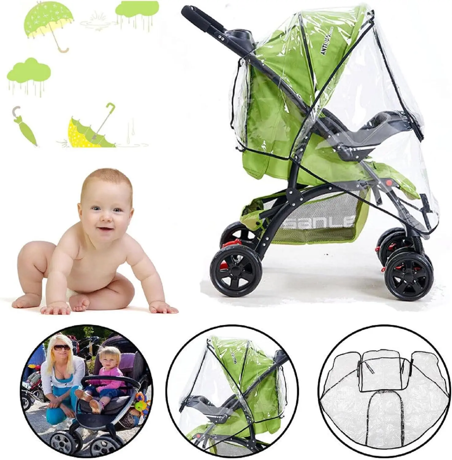 Stroller Muff Universal Double Stroller Rain Cover Baby Travel