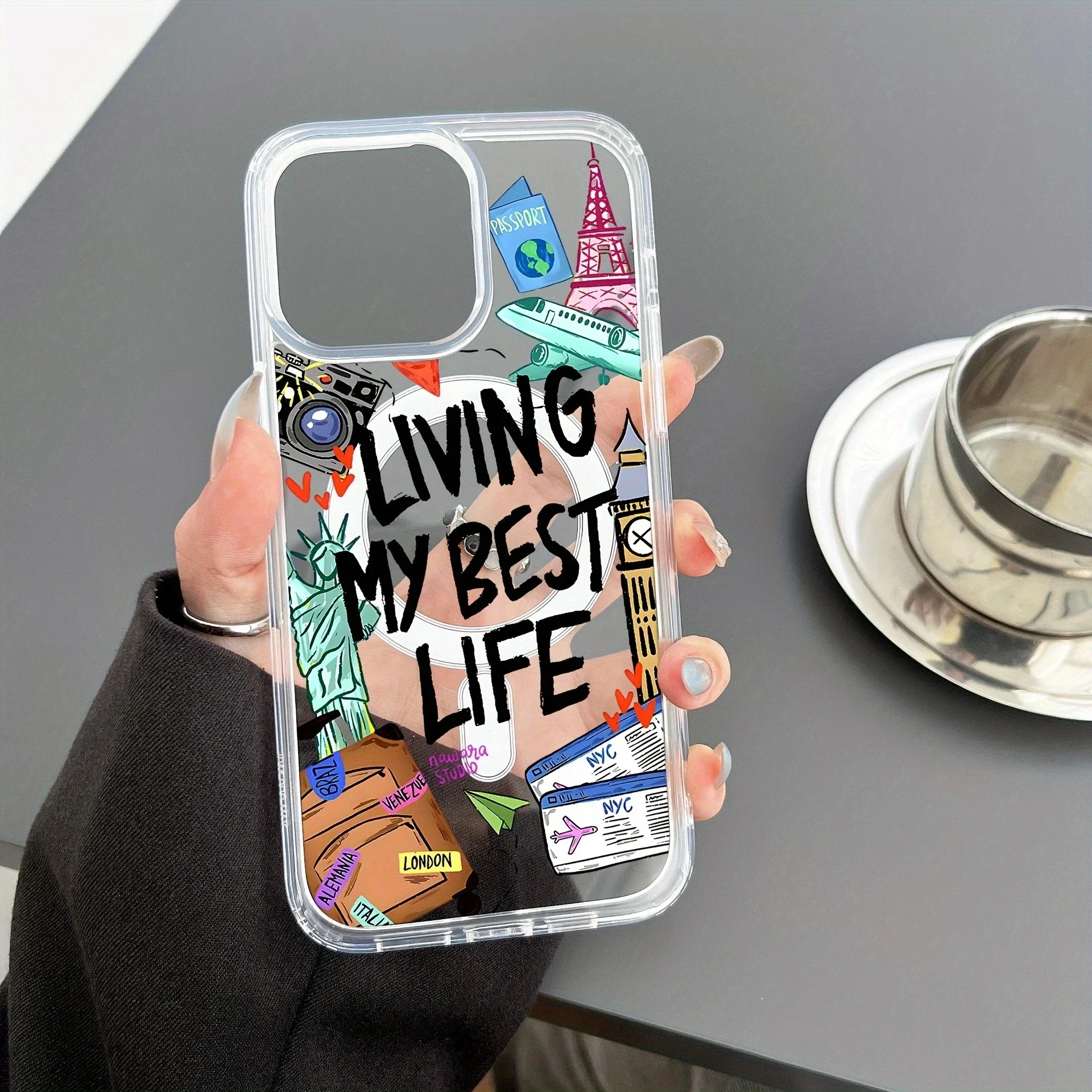 

Travel art living my best life mobile phone case For iphone 15 A05