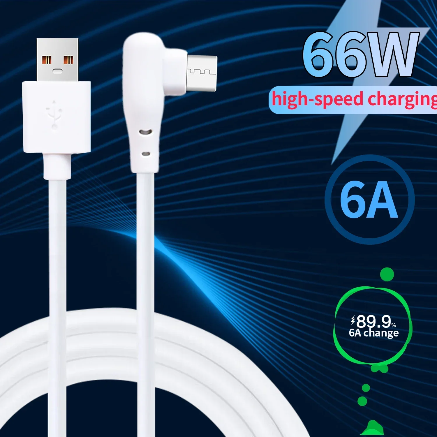 High-Speed 66W 6A USB-C Fast Charging Cable with 90-Degree Elbow Design