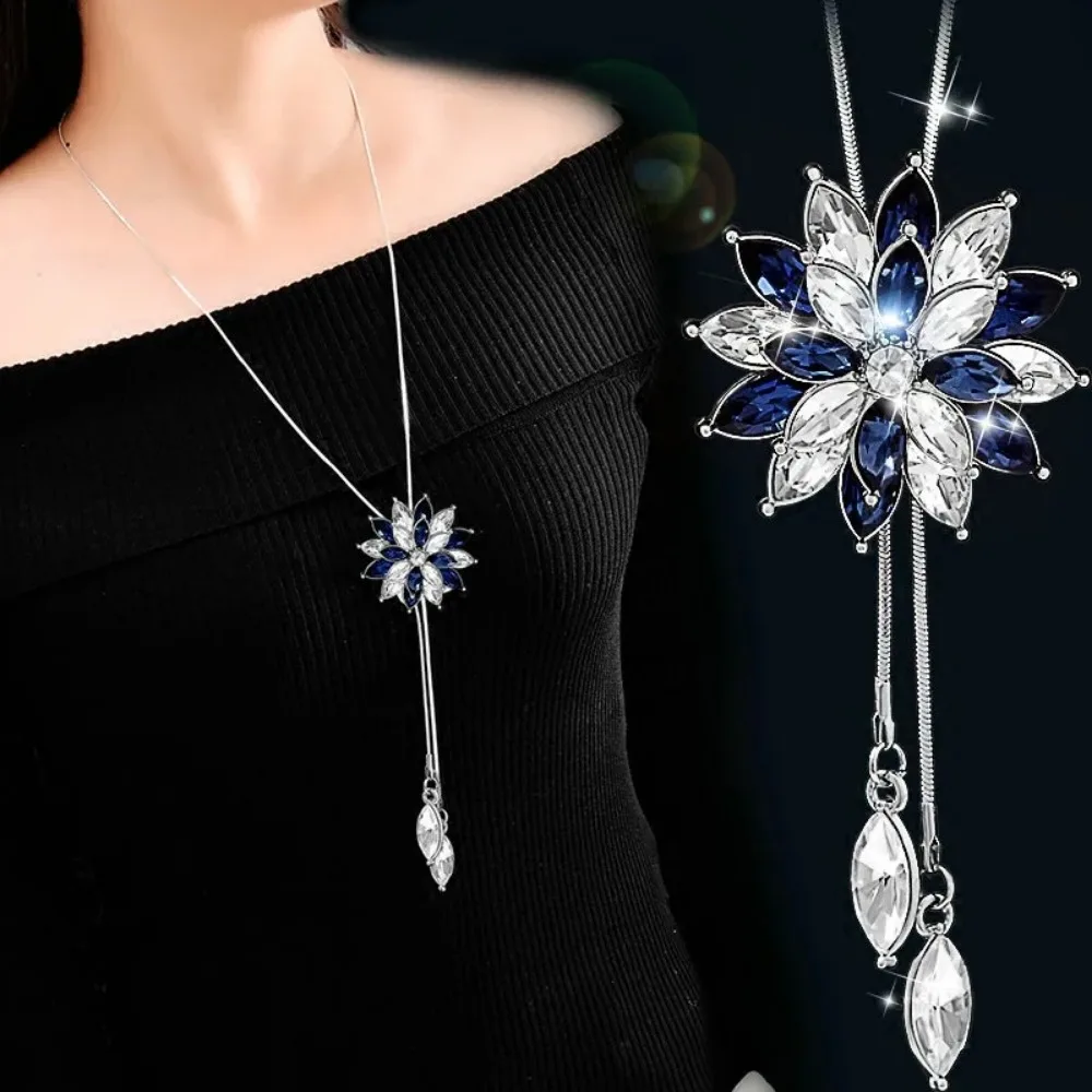 Fashion Sweater Chain Long Crystal Snow Pendant Water Drop Accessories Decoration Necklace Jewelry fashion necklace pendant necklaces pendant necklace