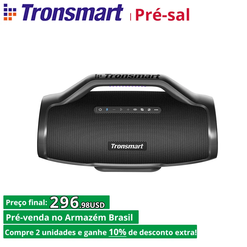 Tronsmart caixa de som bluetooth Bang Max, Sistema de Som de 3 Vias, Controlo APP, Entrada Microfone para Guitarra, Mais de 100 Colunas, 130W