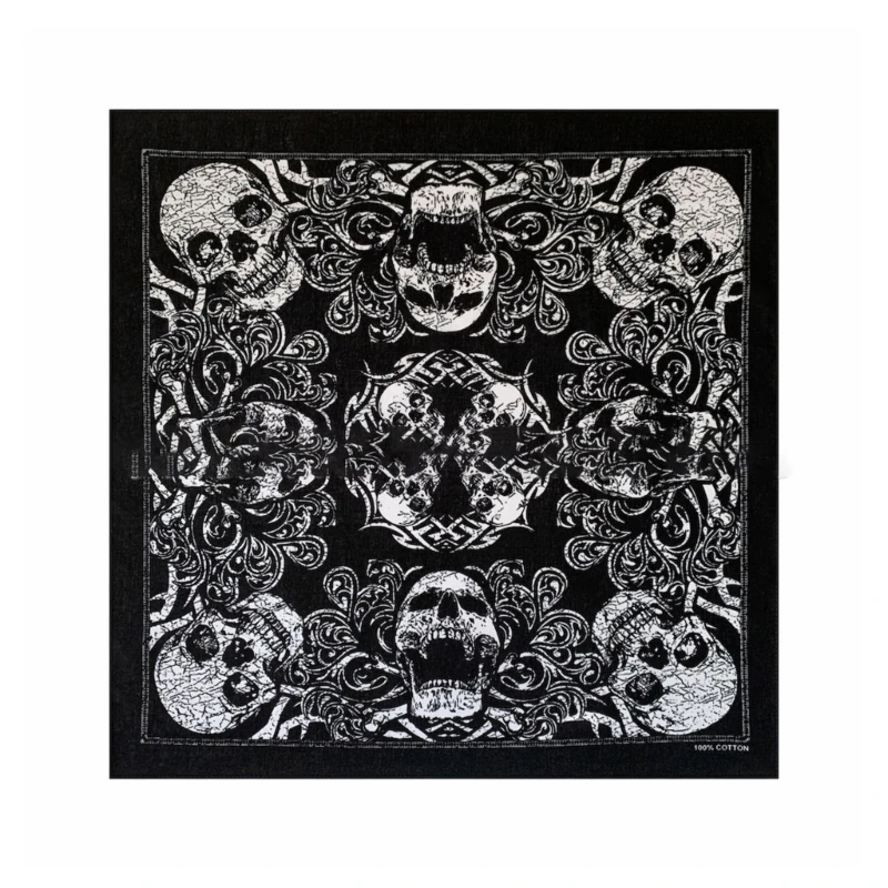 Bandanas mit Halloween-Schädel-Aufdruck, Schal für Damen, Unisex, Halstuch, modischer Druck, quadratischer Schal, Accessoires – Detail 9
