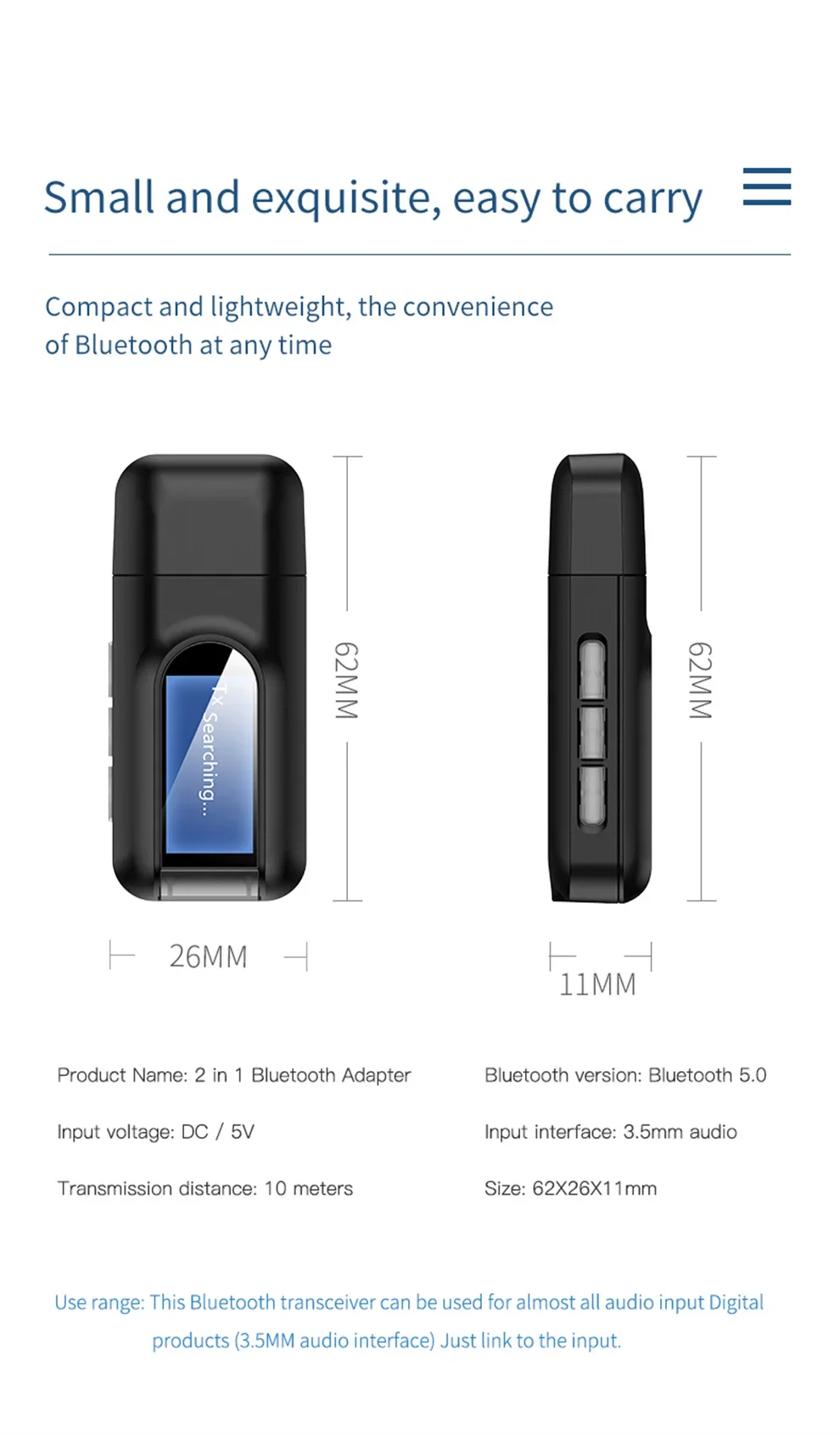 USB Bluetooth 5.0 Audio Transmitter Receiver LCD Display 3.5MM AUX RCA Stereo Wireless Adapter Dongle PC TV Car Headphones bluetooth adapter,bluetooth audio receiver,bluetooth transceiver adapter,audio adapter,bluetooth aux adaptor