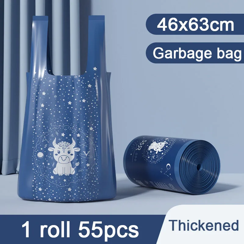 Plastic Bag With Handle 55 Pcs Taurus Garbage Bag kitchen Storage Organization Fresh-keeping Supermarket Grocery Gift Shopping food storage bags,plastic food storage bags