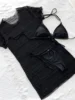 Black Mesh Bikini Dress Triangle String Extreme Swimsuit Vacation Swimwear Cover Ups Women Micro Thong Bathing Suit Beach Outfit