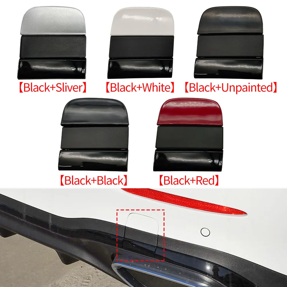 Luxury Car Rear Bumper Tow Hook Cover Cap - White/Black Finish