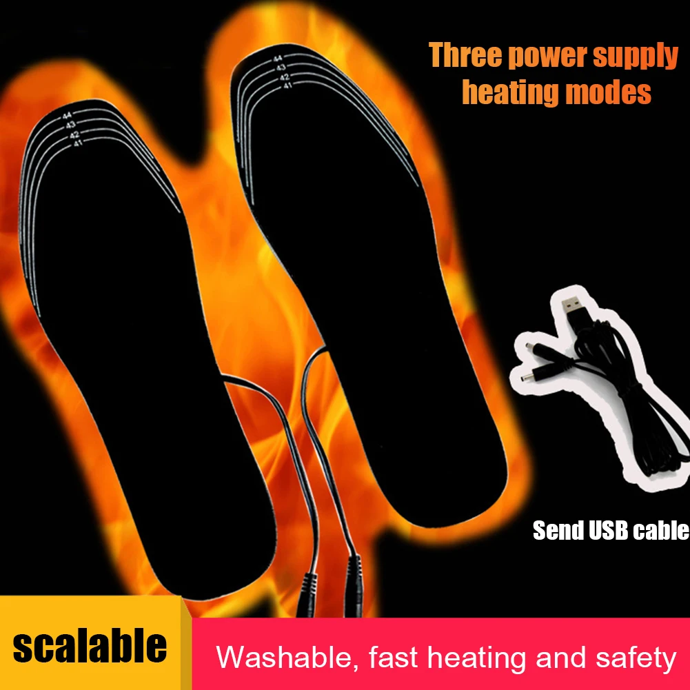 Electric Heated Insoles Winter Comfortable USB Foot Warming Pad Thermal Washable Shoes Insoles Outdoor Sports Thermal Shoe Pads