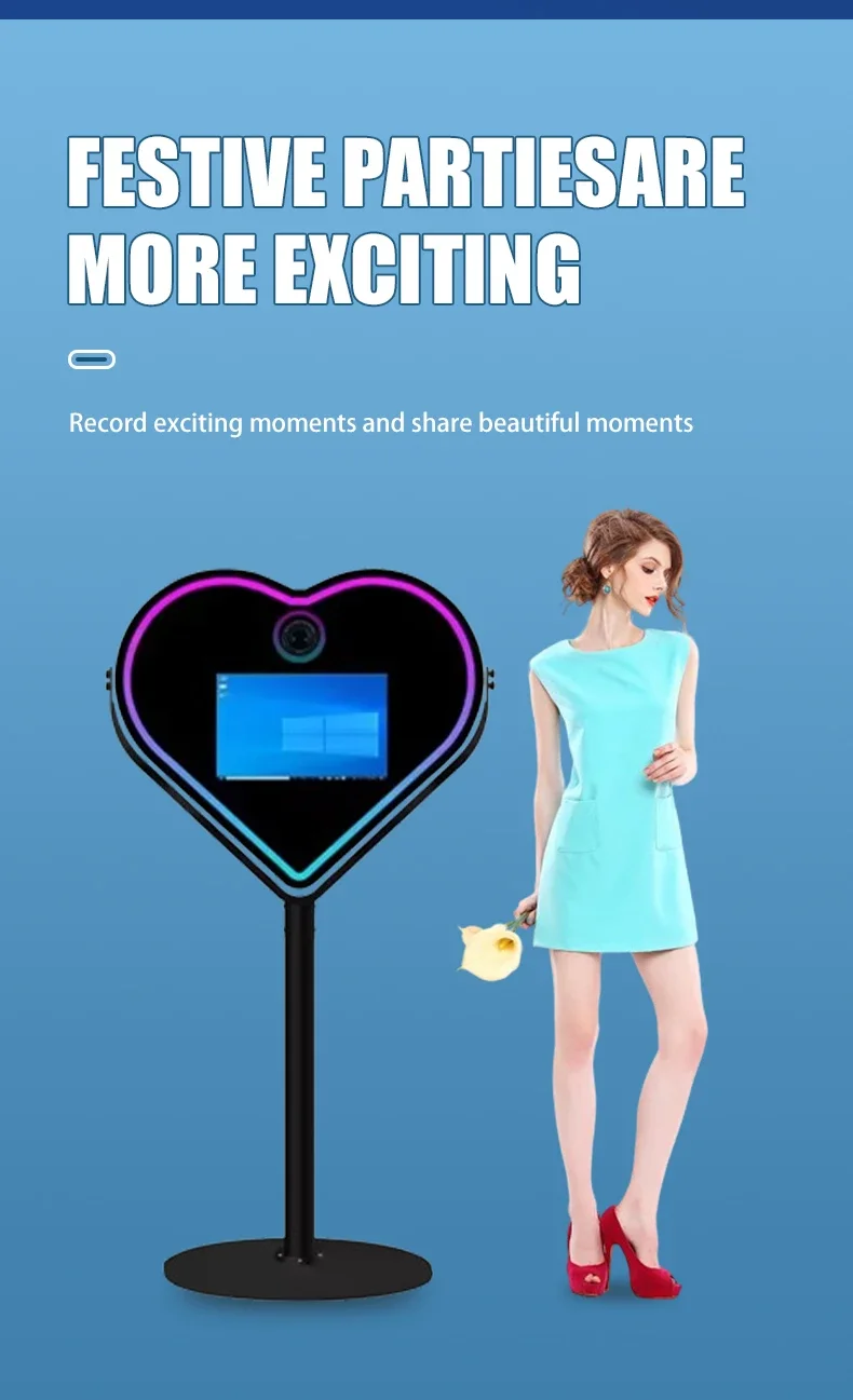 Portable Selfie Magic Mirror Photo Booth Touch Screen LED Frame Weddings Events Compatible Cameras iPads GoPros SLRs