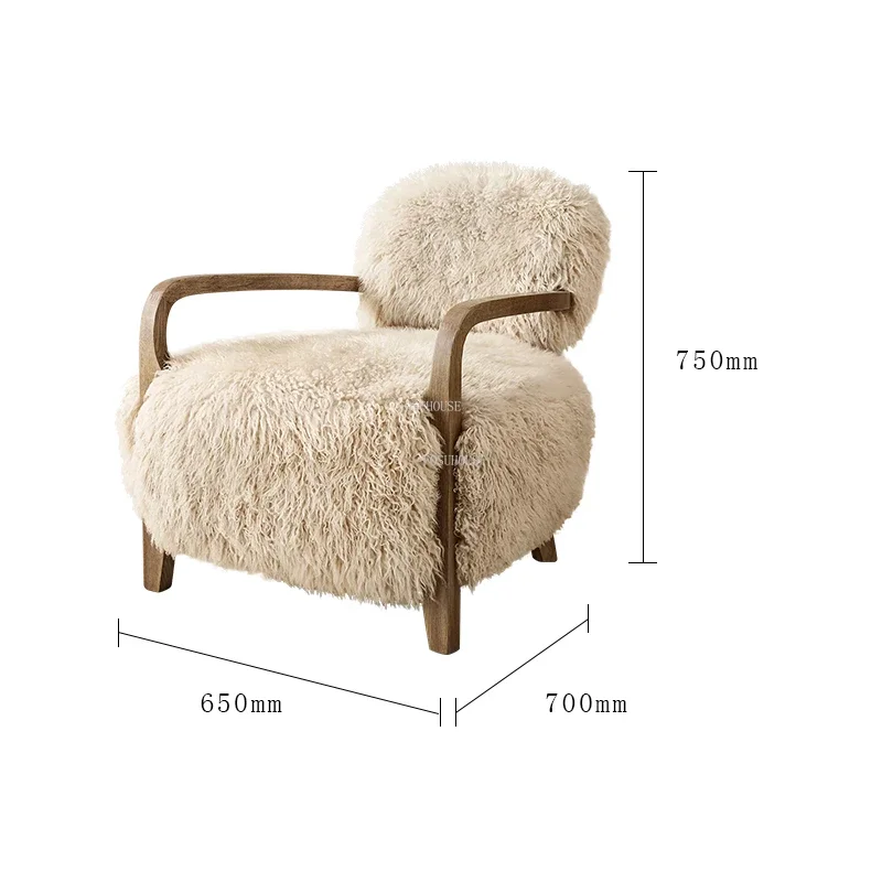 Description Picture 5 of itemNordic Fabric Living Room Chairs Home Furniture Wooden Lounge Chairs Light Luxury Creative Living Room Back Armchair with Pedal