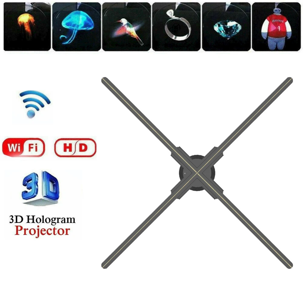 

Wifi 3d Holographic Projector Fan Signage Advertising Machine Holographic Projector 64cm/80cm/100cm Built-in 8G Memory