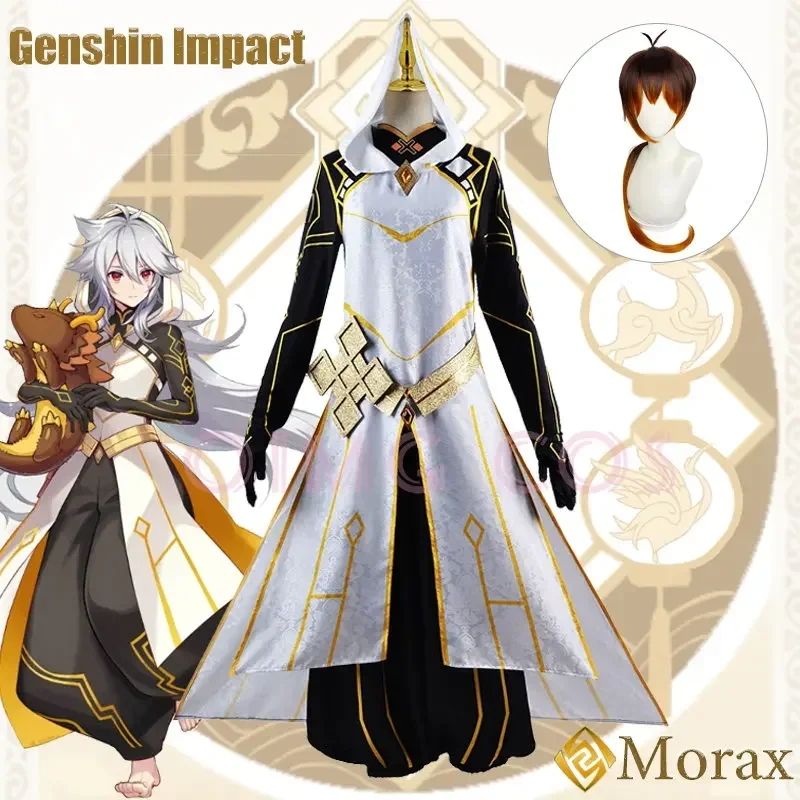 

Kostum Cosplay Genshin Impact Morax Wig Seragam Karnaval Dewasa Kostum Pesta Halloween Anime Topeng Permainan Wanita