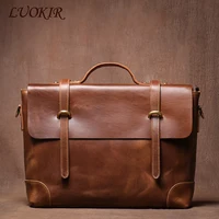 Genuine High Grade Retro Leather Briefcase Classic Men's Handbag Luxury Messenger Bag Office Computer Bags For 15 Inch Laptop 1