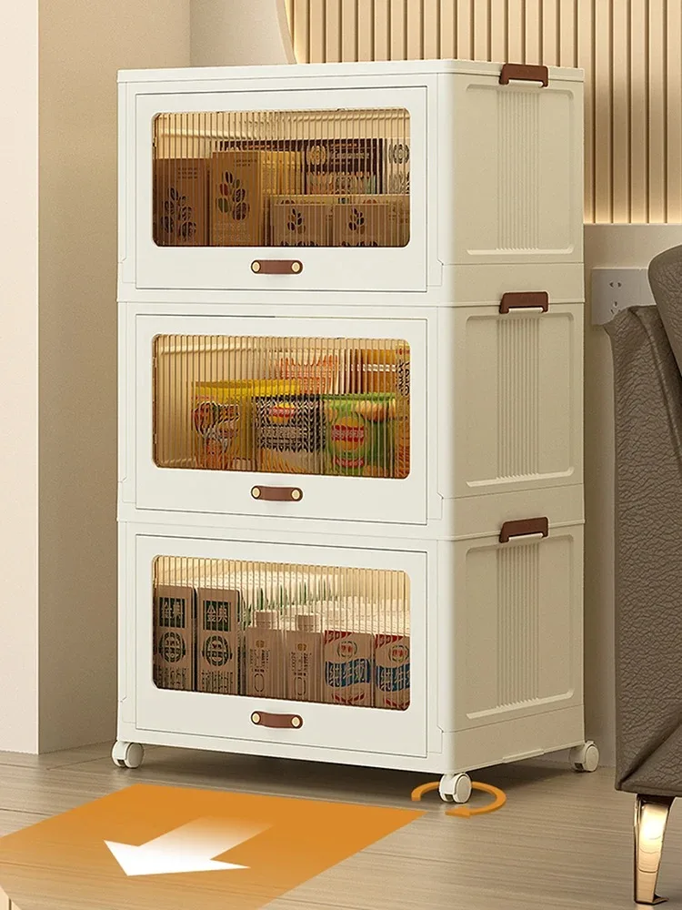 

Storage Cabinet With Door Flip Type Storage Rack Foldable Organizer Drawer Box Large Capacity Clothing And Toys Containers Bins