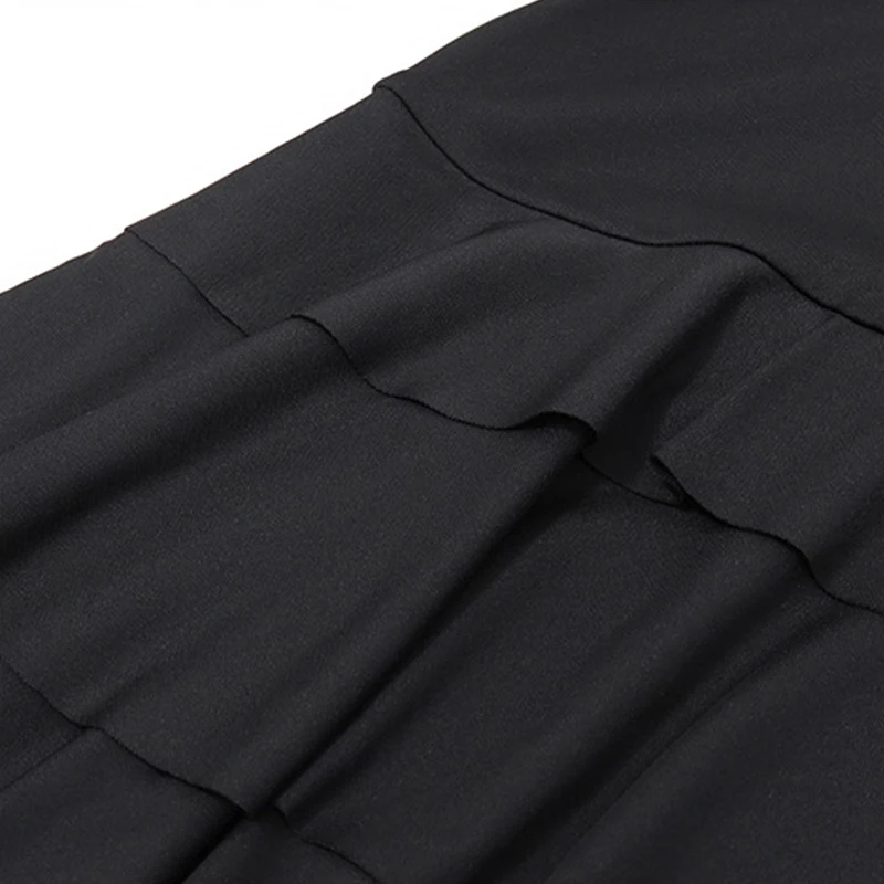 Halter Neck Dress y2k Clothes Women Black Sleeveless Backless Layered Ruffled Hem A-line Shorts Cake Dress Clubwear