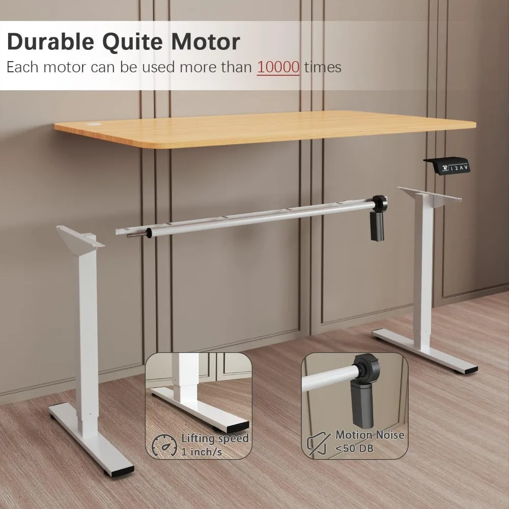 Electric Height Adjustable Standing Desk Large 55 x 24 Inches Sit Stand up Desk Home Office Computer, Computers Desks 5