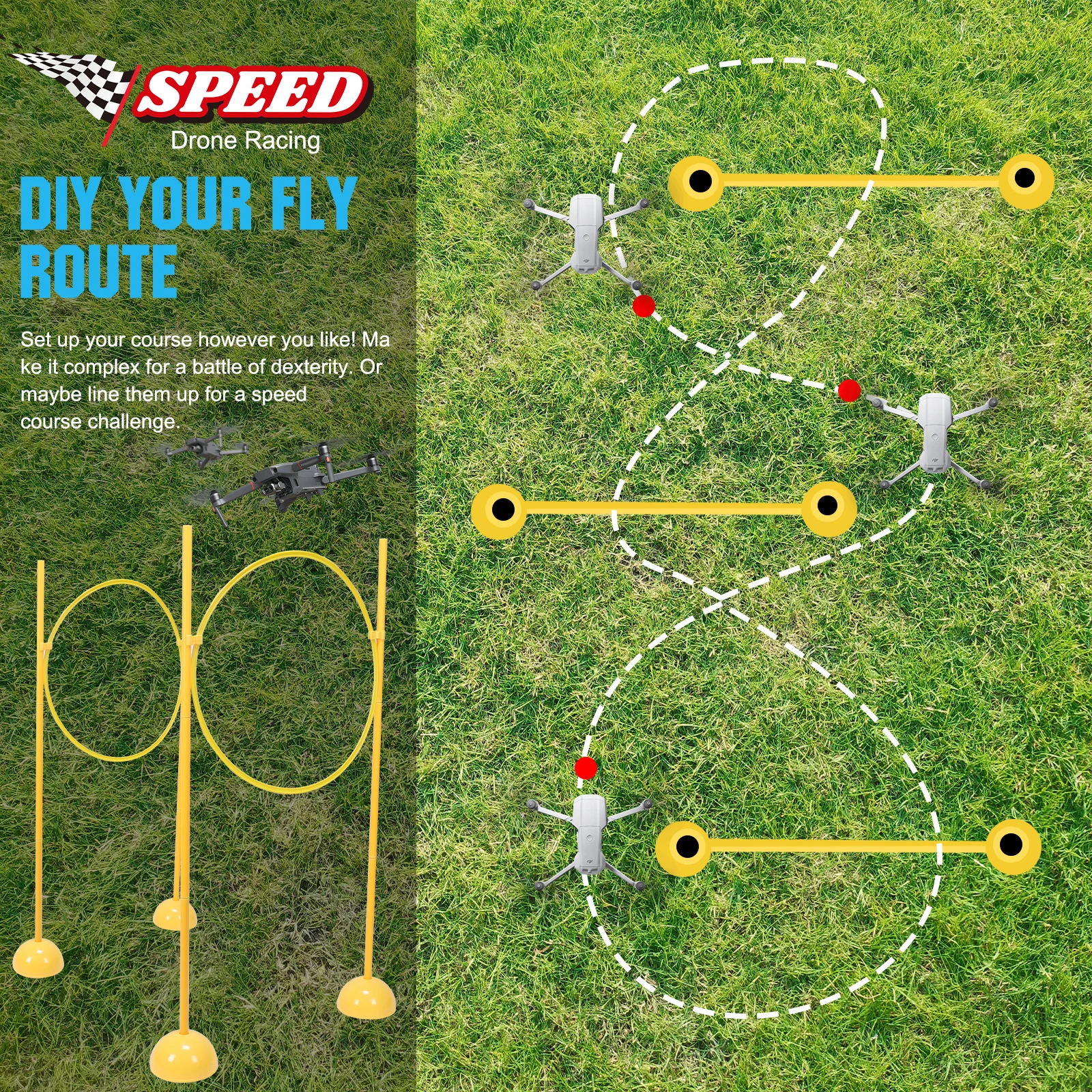 Drone Obstacle Course Kit Easy To Build Drone Race Track Obstacle Kit Drone Racing Obstacle Course for Age 6-12 Kids or Adults