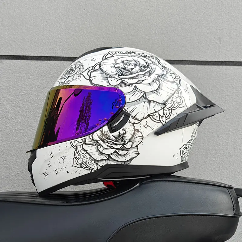 Motorcycle helmet, men's and women's dual lens full face helmet, motorcycle sports car, all season full face helmet