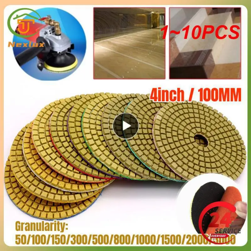 

1~10PCS Polishing Pads Wet Buffing 4 Inch Abrasive Tool for Sanding Stone Marble Concrete Granite Counter Tile Grit