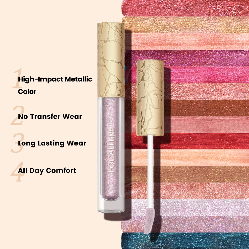 FOCALLURE Diamond Glitter Lip Gloss Long Lasting 15 Colors Metal Matte Shiny Liquid Lipstick Charming Lip Blam Makeup Cosmetics 2
