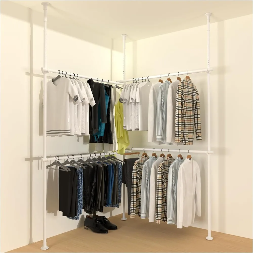 Open Closets,Ceiling Clothes Rack, 4 Tier Adjustable Closet Shelves Free Standing Closet Organizer And Storage Free Ceiling