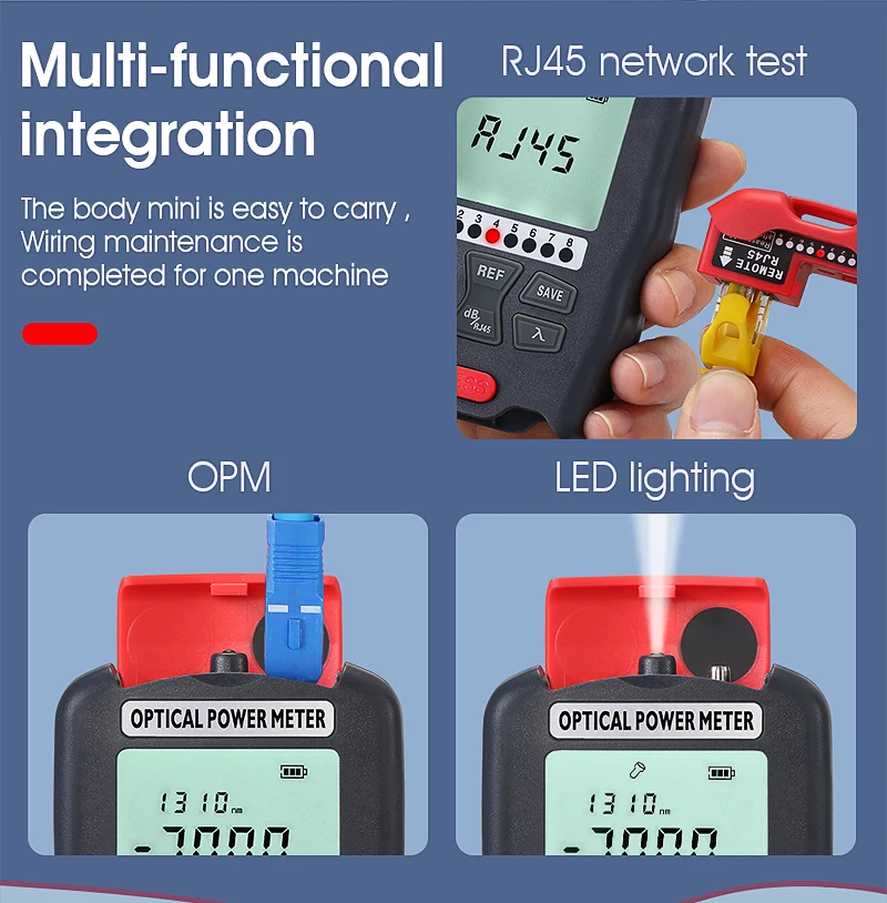 AUA-D7/D5/DC7/DC5 Handheld Mini Optical Power Meter OPM Optical fiber tester wit