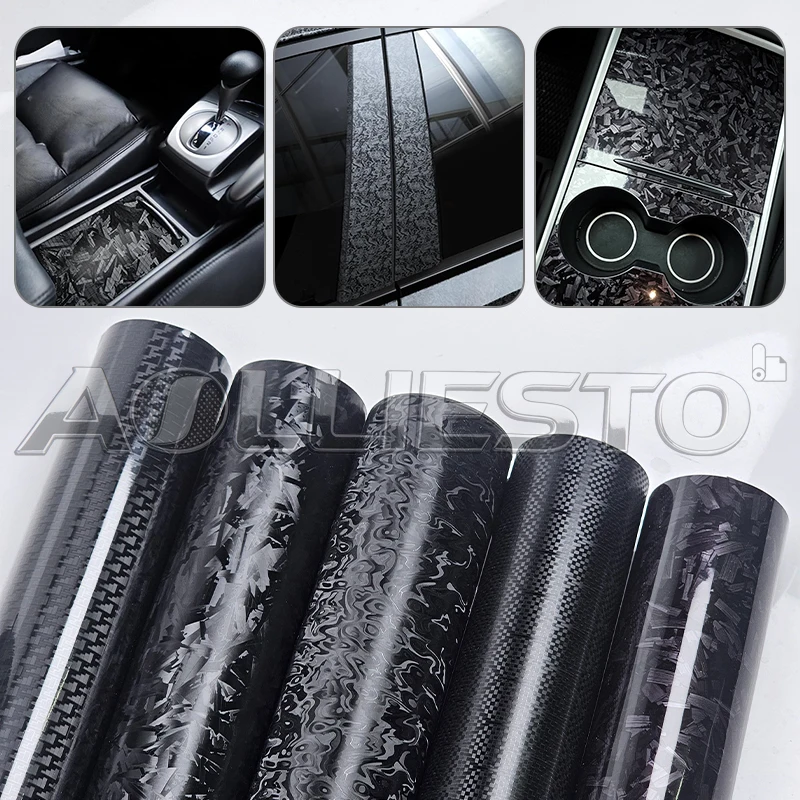 Cosmic Hex Black Carbon Fiber Vinyl Wrap for Vehicle Interior & Exterior