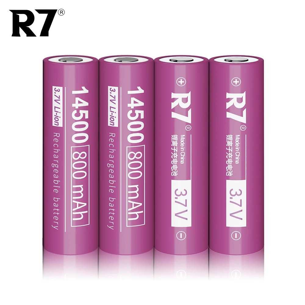 4 Batteries 14500 Li-Ion 3.7V 800mAh Rechargeables Avec Câble USB - Pour RC Et Électronique
