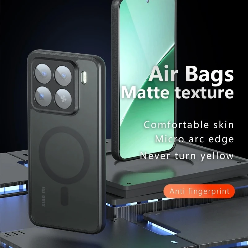 HighEnd Transparent Matte Magnetic Phone Case - Impact Resistant Acrylic Hard Back Cover