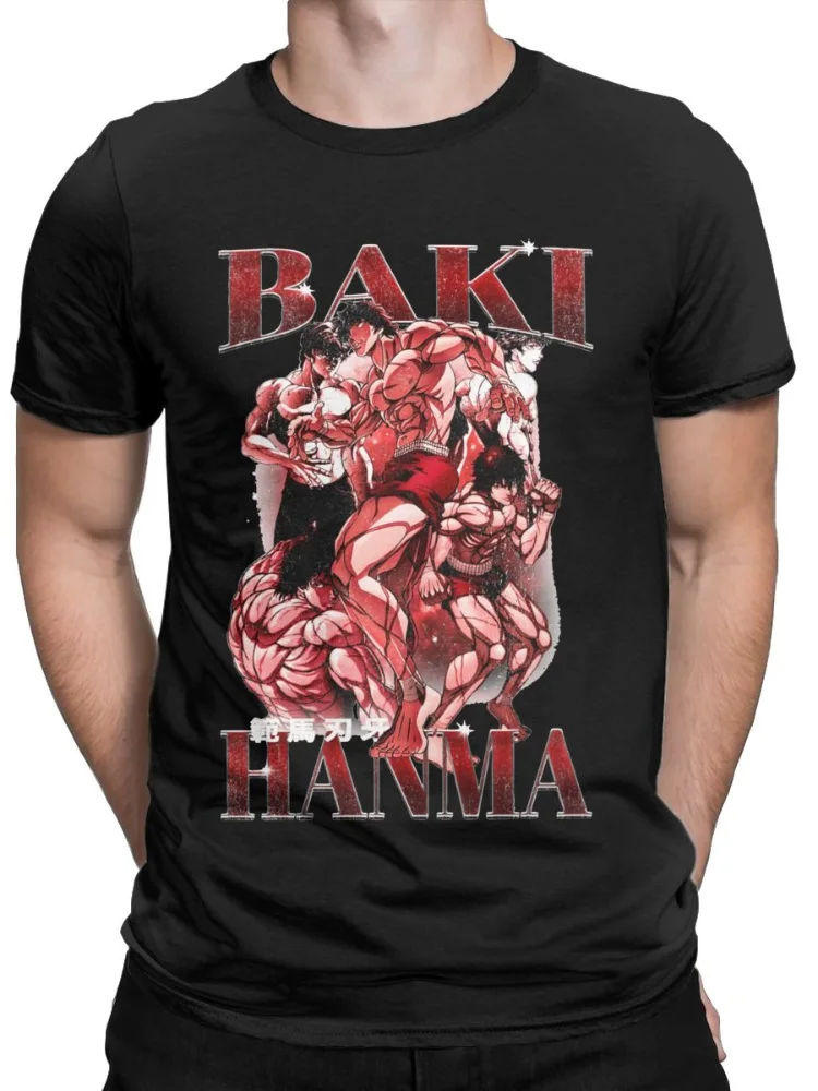 

Baki Hanma Vintage 90s T-Shirts Men Manga Anime Casual Tee Shirt Round Collar Short Sleeve T Shirt Clothes for Young Male