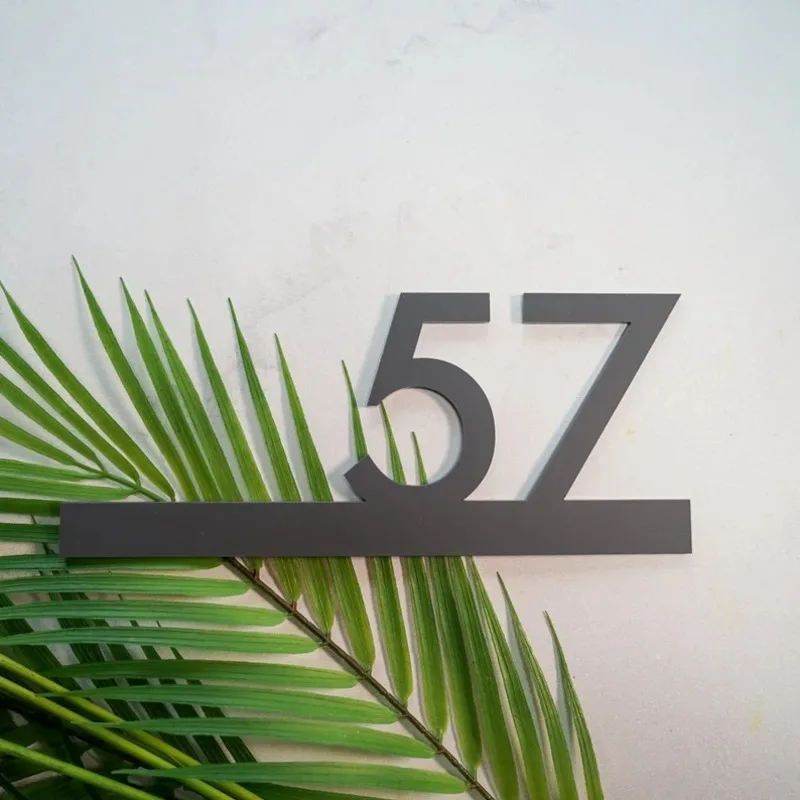 Sinal de Número Exterior Personalizado da Casa 2d Preto Matte Acrílico Placa da Porta Rua Placas do Endereço Casa 25x12cm Moderno