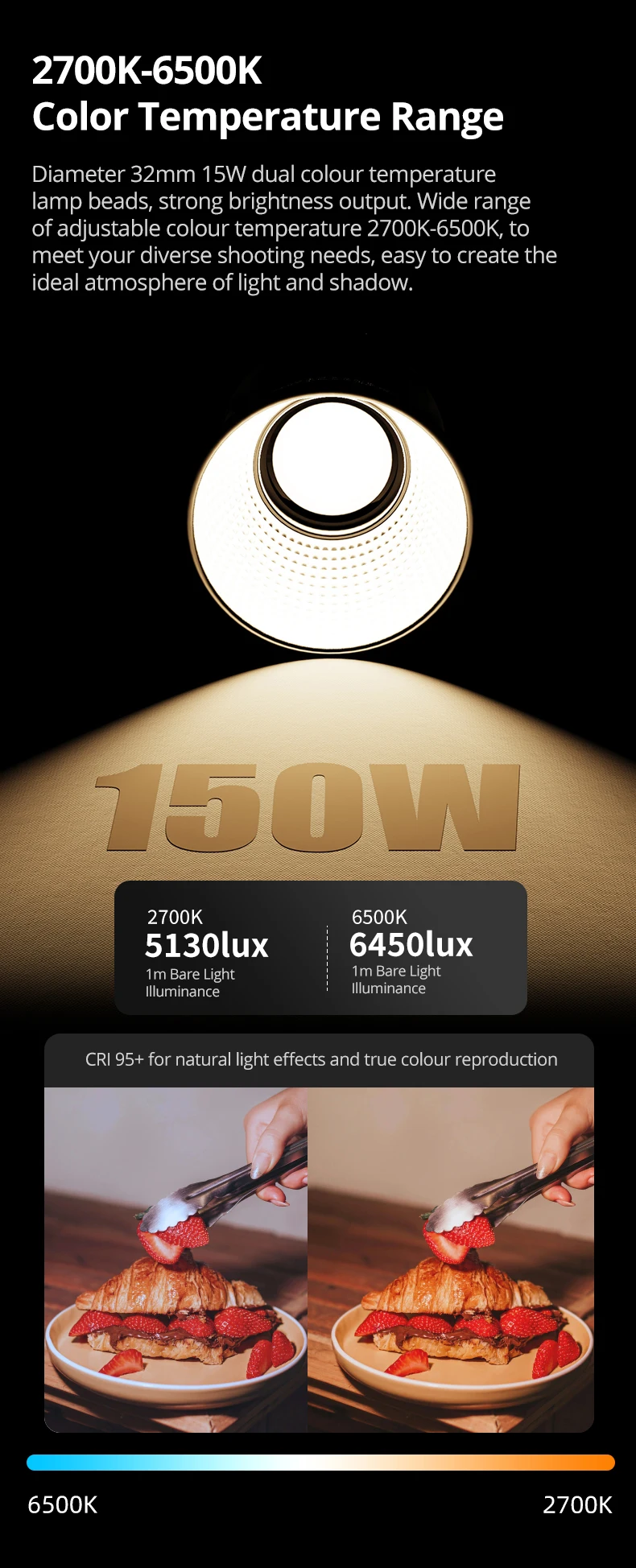 INKEE GC150 2600K-6500K 150W Power Integrated LED Light 9600mAh Fill Light for O