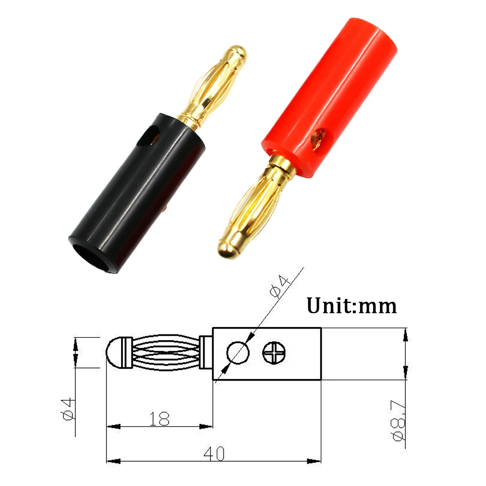 Wire connectors 2/5/10Pair screw type 4mm banana plug gold-plated