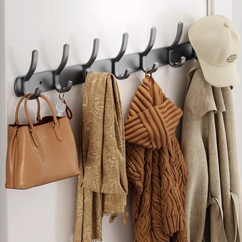 Punch-ฟรีประตูด้านหลังตะขอแขวนผนังแขวนเสื้อผ้า Coat Hook ไม่มีเจาะแขวนห้องนอนจัดเก็บห้องครัว Acce 1