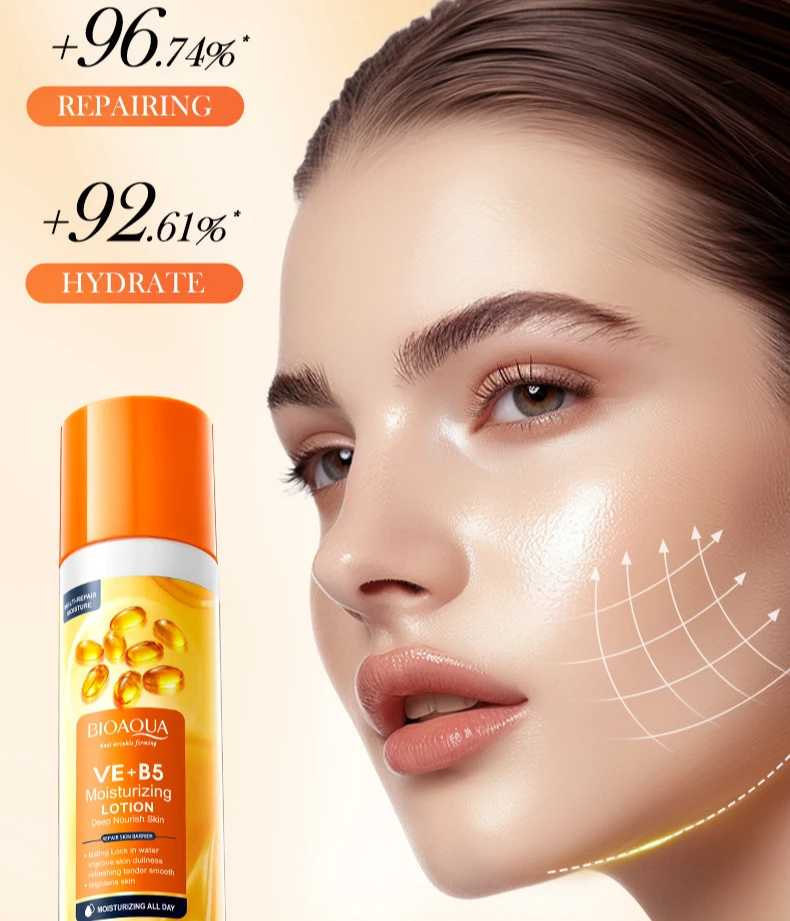 120ml BIOAOUA Vitamin E and VC B5 Moisturizing Multi Dimensional Repair Lotion and Beauty Emusion