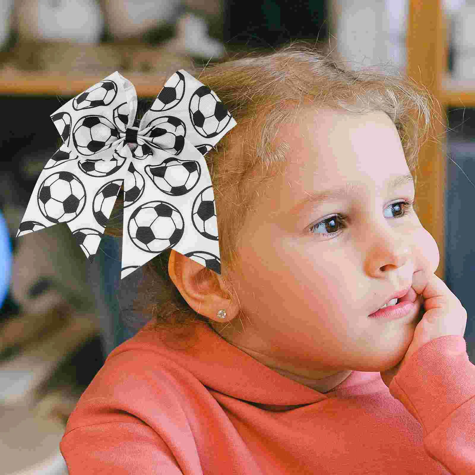 3 Pcs Football Children's Hair Tie Soccer Accessories Ties with Bows Rings for Women Toddler Headband 4