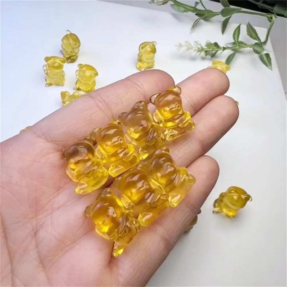 

5PCS Natural Rainbow Fluorite Cartoon Bear Carving Sculpture Healing Gemstone Crystal Crafts For Home Decoration Ornament 17MM
