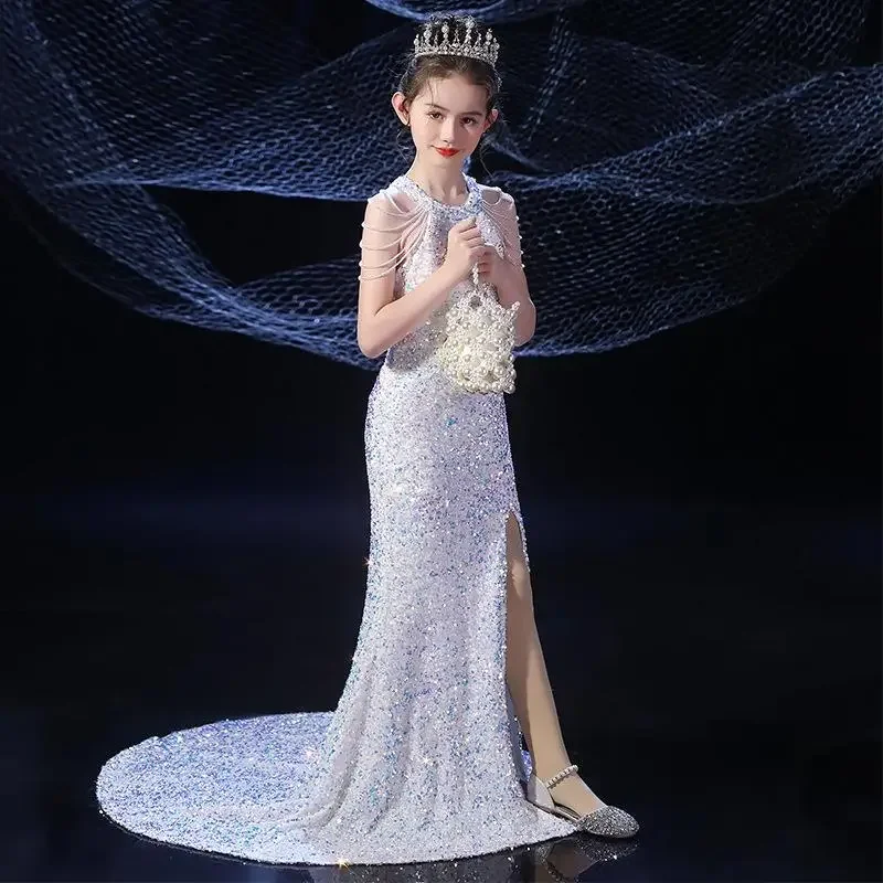 BNY Corner Flower Girl Dress – Sequin & Beaded Silver/Black Dress For Special Occasions - View #5