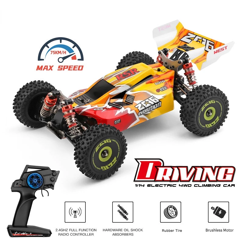 

144010 144001 75KM/H 2.4G RC Car Brushless 4WD Electric High Speed Off-Road Remote Control Drift Toys for Children Racing