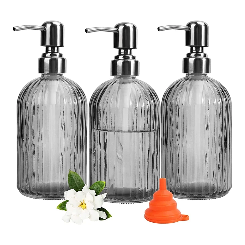 Dispenser Di Sapone Da 3 Pezzi, Dispenser Di Sapone In Vetro Da 13.5 Once Con Dispenser Di Sapone Sapone Da Appoggio Per Bagno Per Lozione Per Shampoo