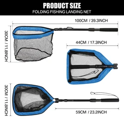 Durable Aluminum Alloy Telescoping Fishing Landing Net with Folding Mesh (100CM Floating net)