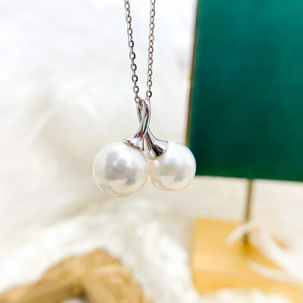 DIY 진주 액세서리 S 펜던트, 빈 지지대 골드 실버 더블 비드 목걸이 세트, 9-12mm 비즈 D236 에 적합