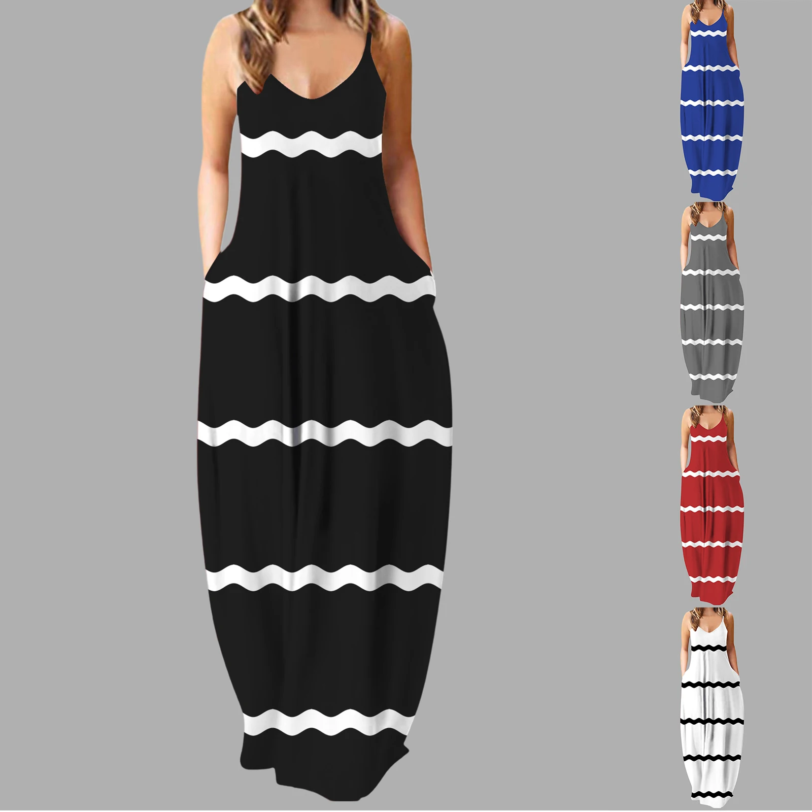 

Petite Dress Casual Women's Fashion Casual Summer Sunshine Beach Skirt Sleeveless Hanging Strap Printed Summer Dresses Maxi