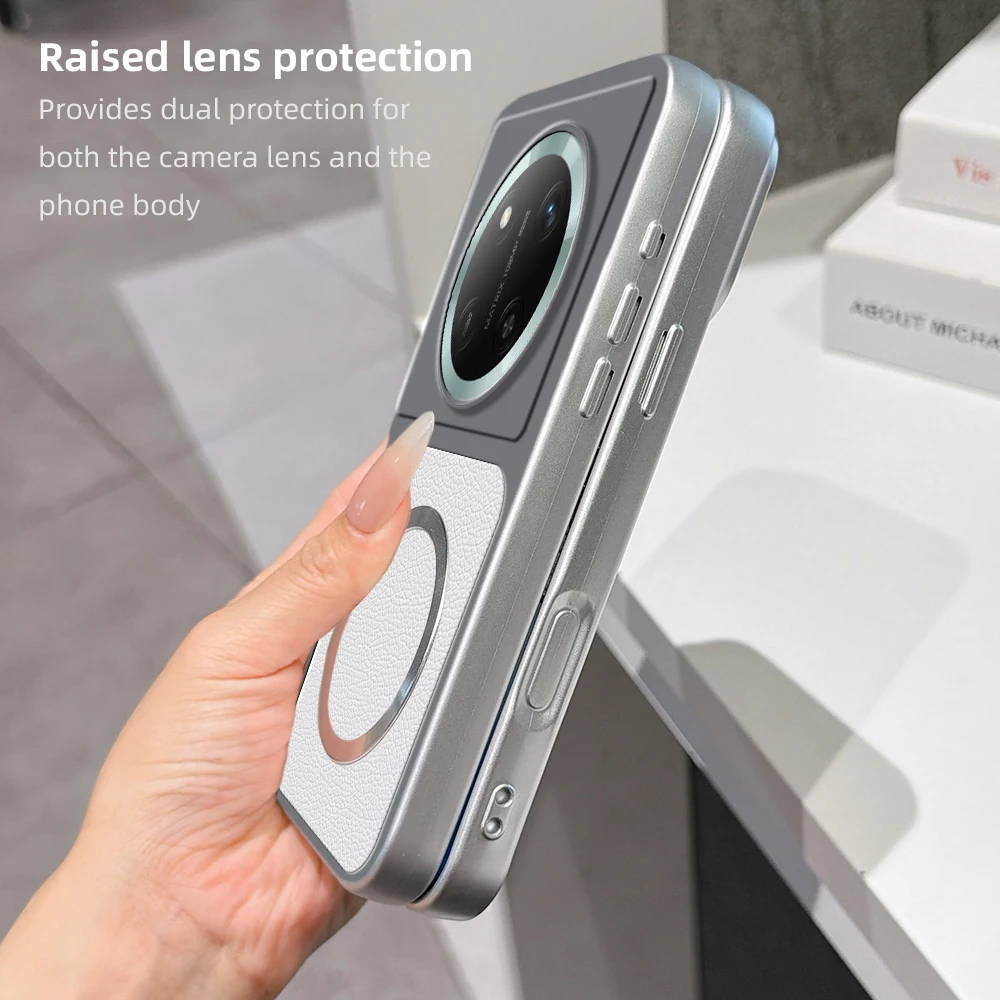 Leather Pattern Magnetic Ultra-Thin Anti-Drop Wireless Charging Case