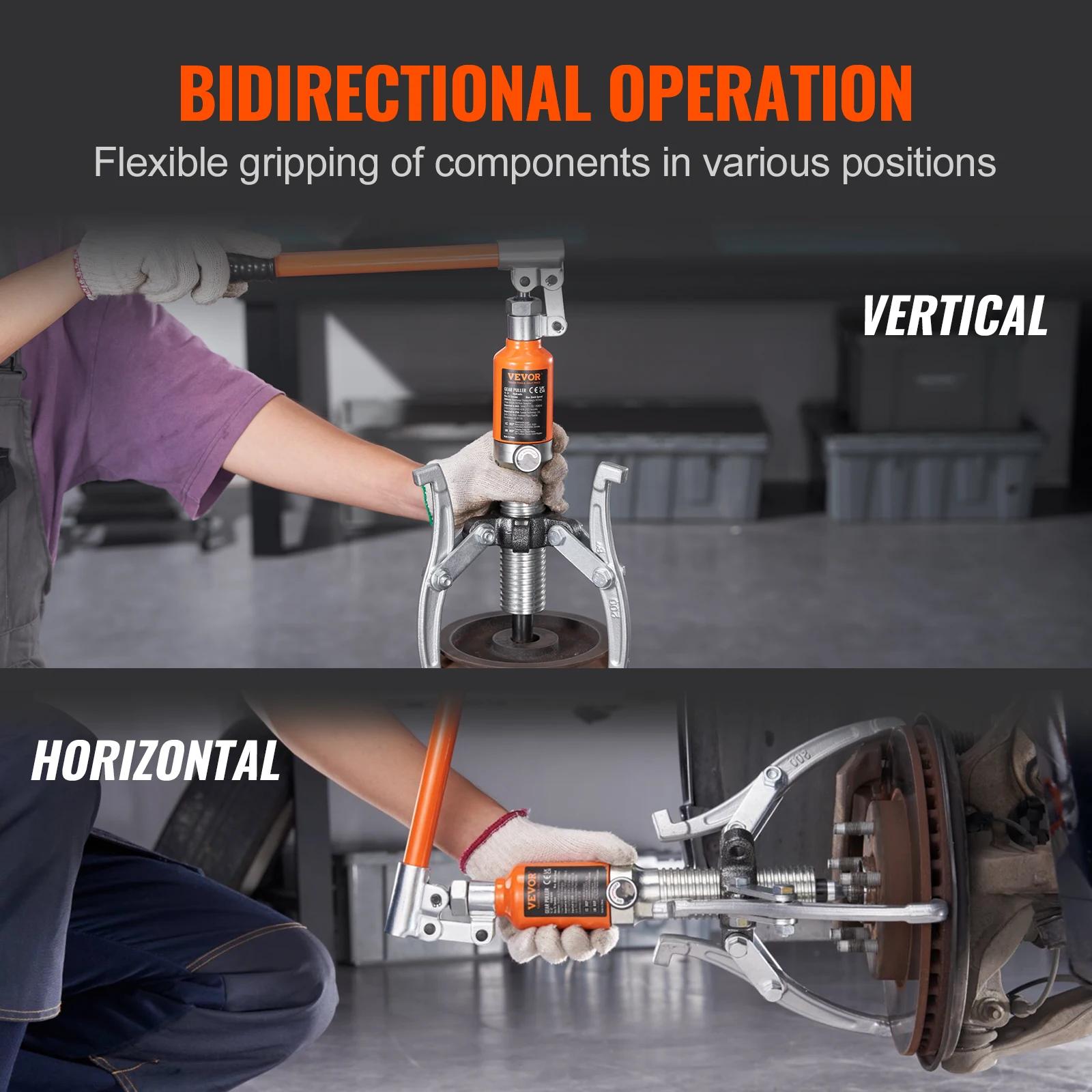 VEVOR Hydraulic Gear Puller, 5/15 Ton Bearing Pulling Separator,2 or 3 Jaws Puller,Vertically & Horizontally for Pulling Hubs 5
