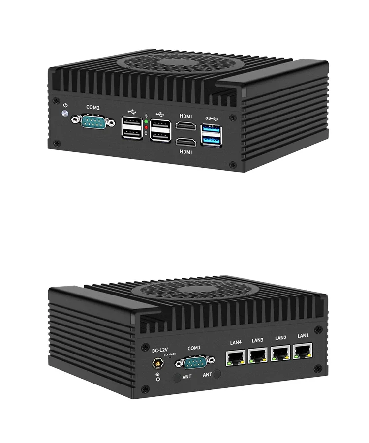 4x i226-V 2.5G Firewall Mini PC 12th Gen Intel i3 N305 N100 Soft Router DDR5 2*COM 2*HDMI Industrial Computer Efficient cooling 6