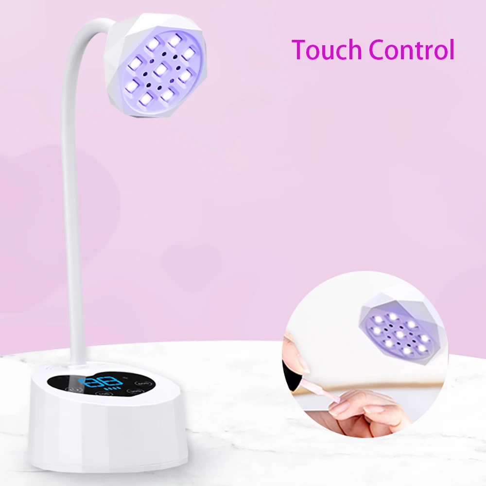 Wireless Nail Lamp LED UV Nail Dryer Rechargeable Auto Sensing Touch Control Fast Drying Nail Light 360° Bendable Table Lamp 4